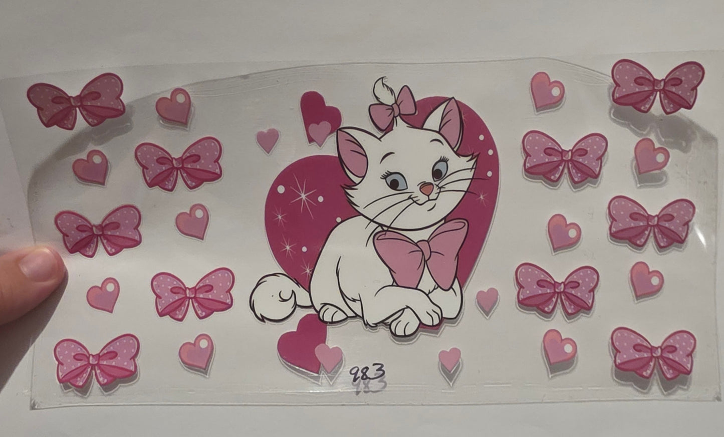 white kitty with pink hearts