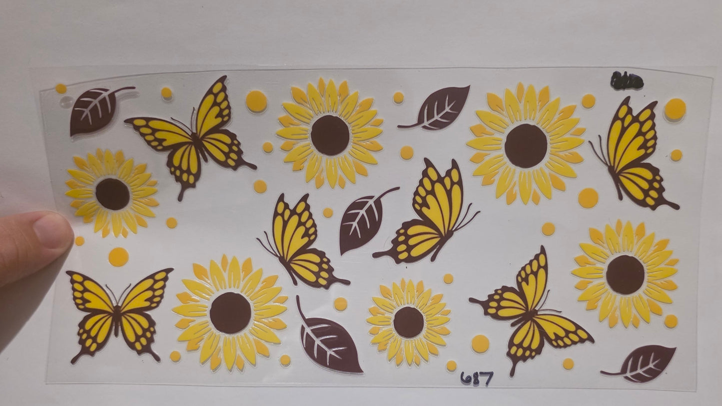 Butterfly & sunflowers