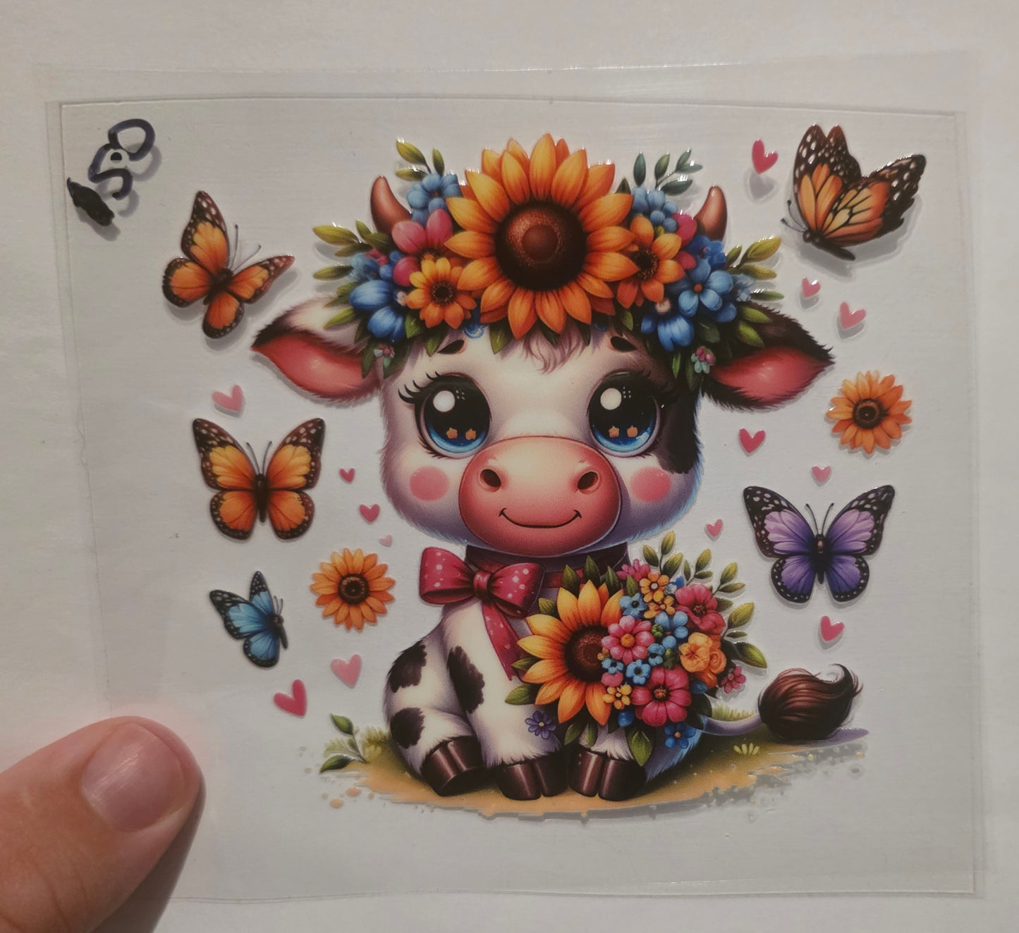 Highland cow with flowers