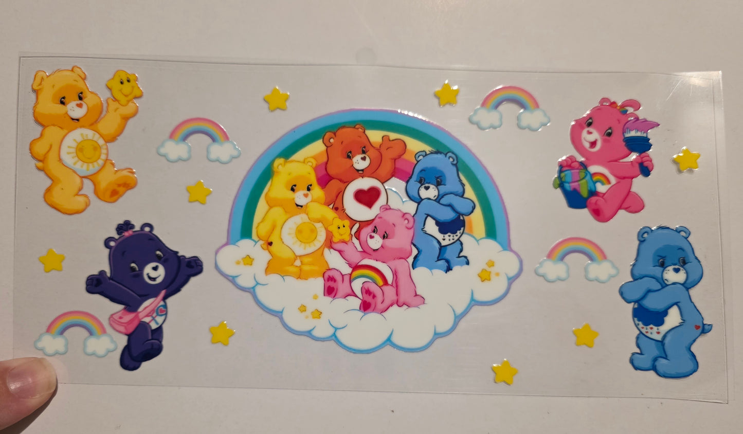 Care Bears with rainbows