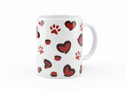 Red hearts & DOg paws