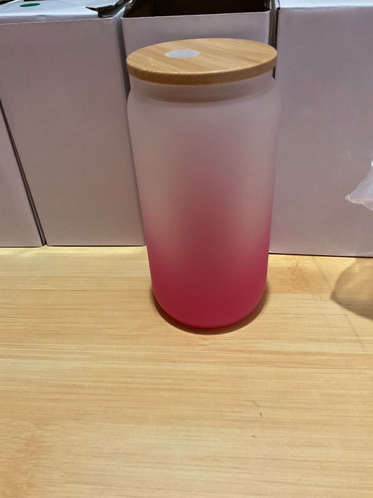 Frosted pink glass cup