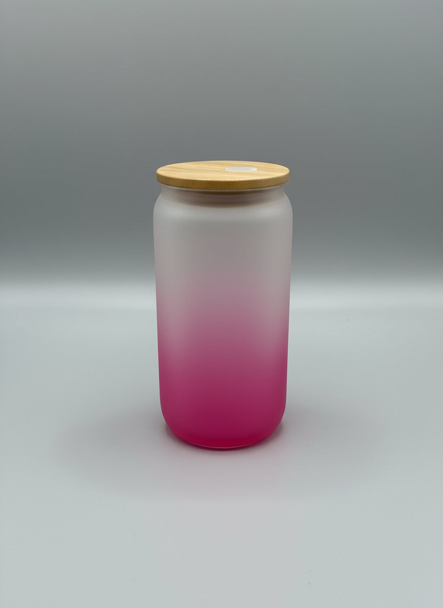 Frosted pink glass cup