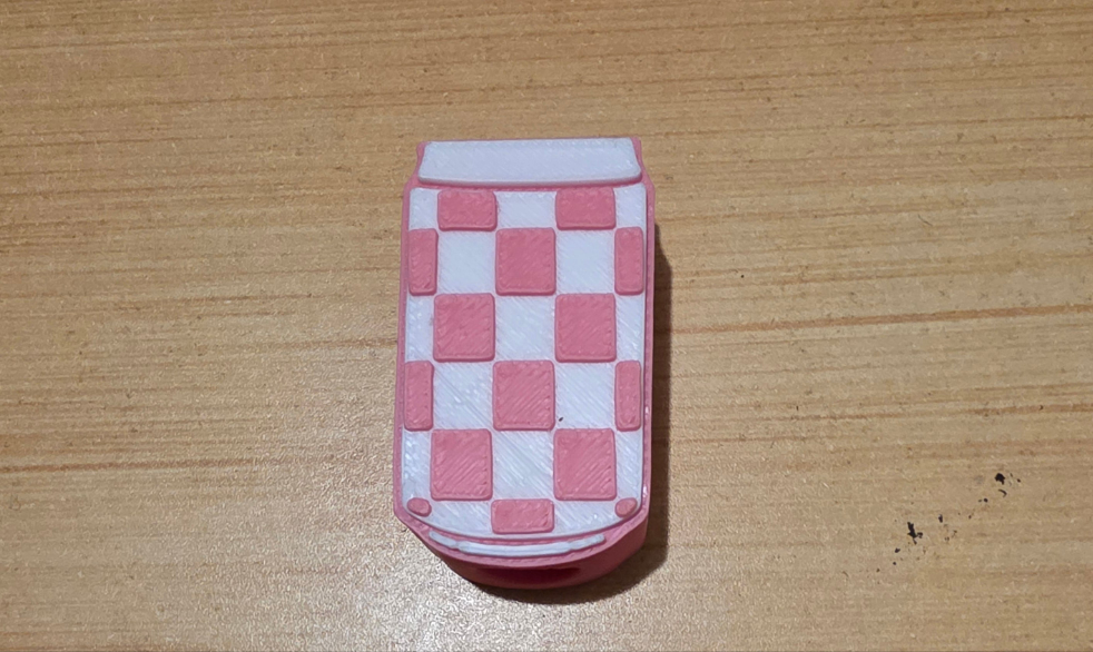 Pink and white checkered cup