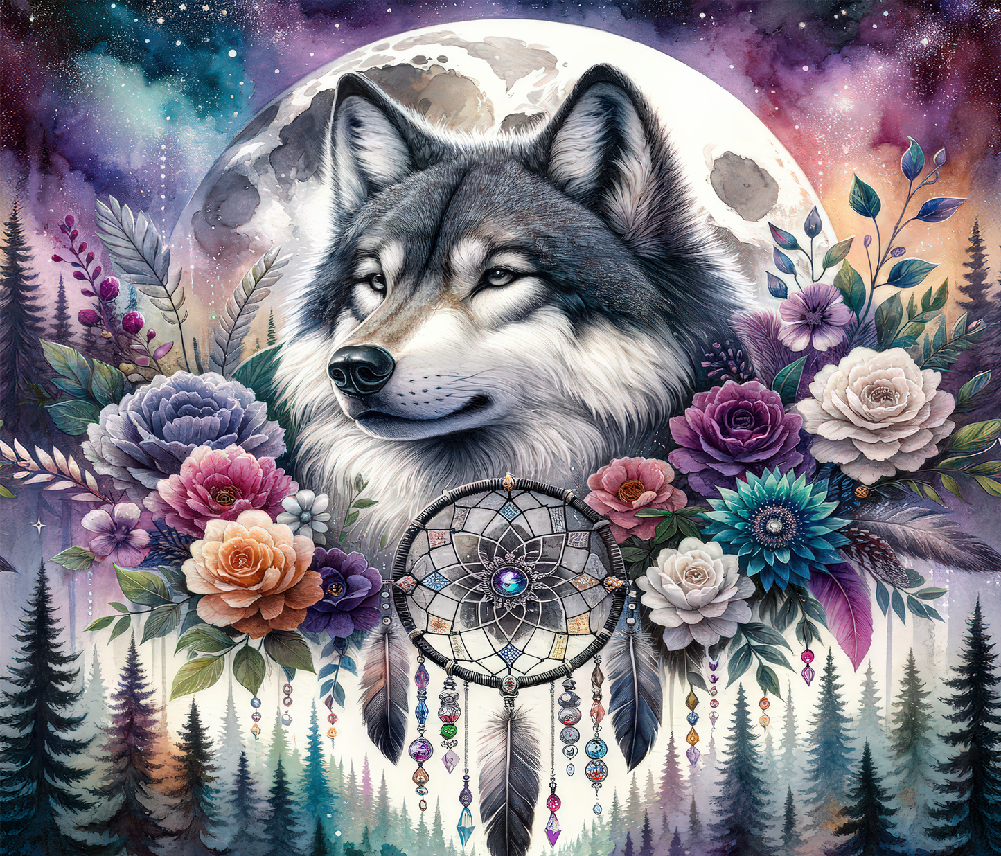 Wolf And dream catcher
