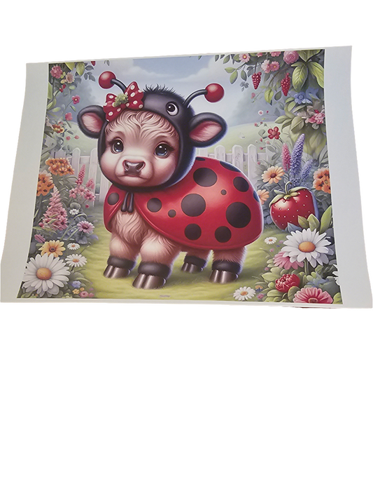Lady bug Highland cow