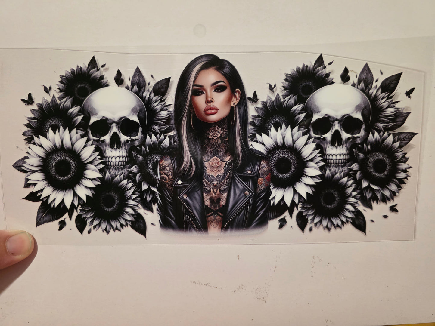 Tatted women with skulls and flowers