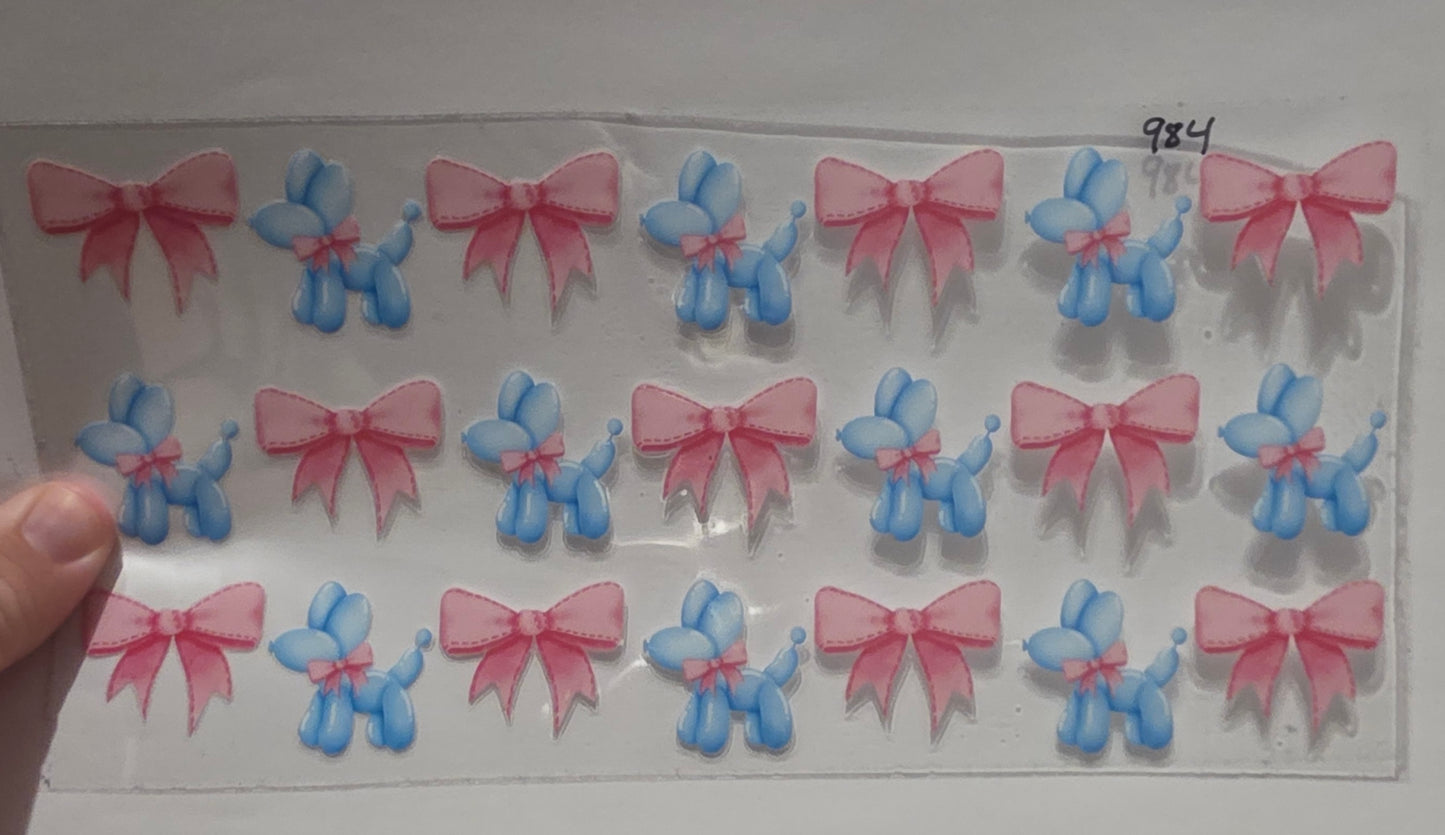 Blue balloon Dogs and pink bows