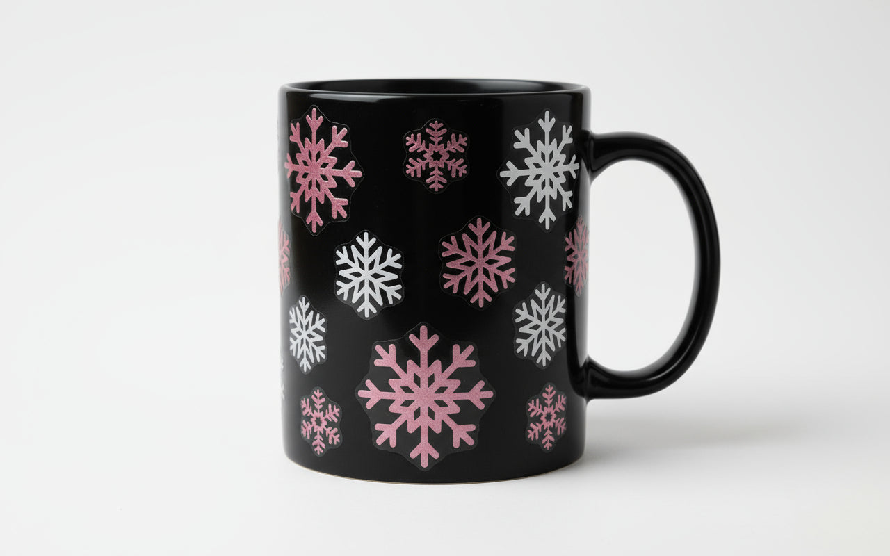White and pink snowflakes