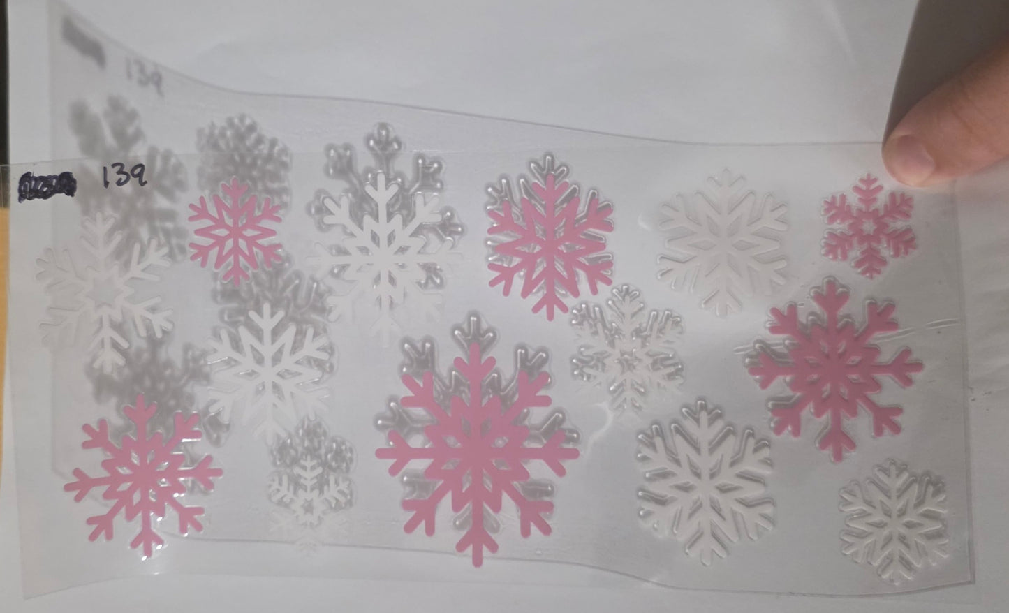 White and pink snowflakes