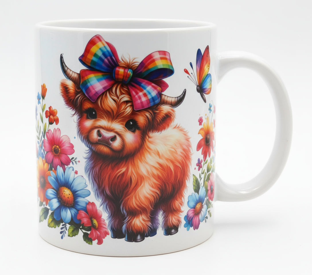 Higland cow with flowers