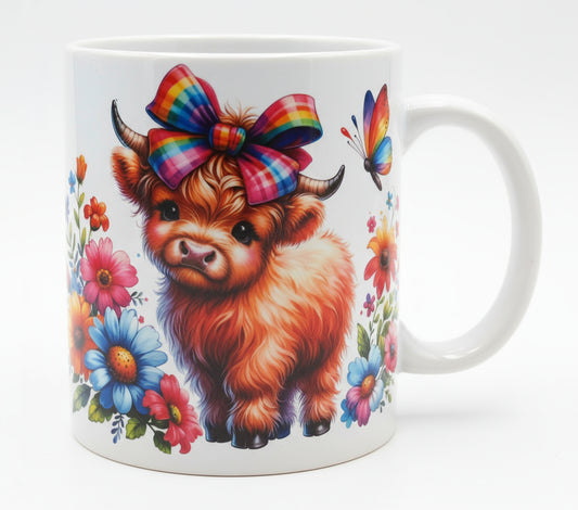 Higland cow with flowers