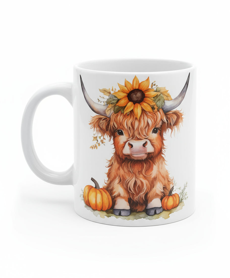 Highland cow Sunflower & Pumkin