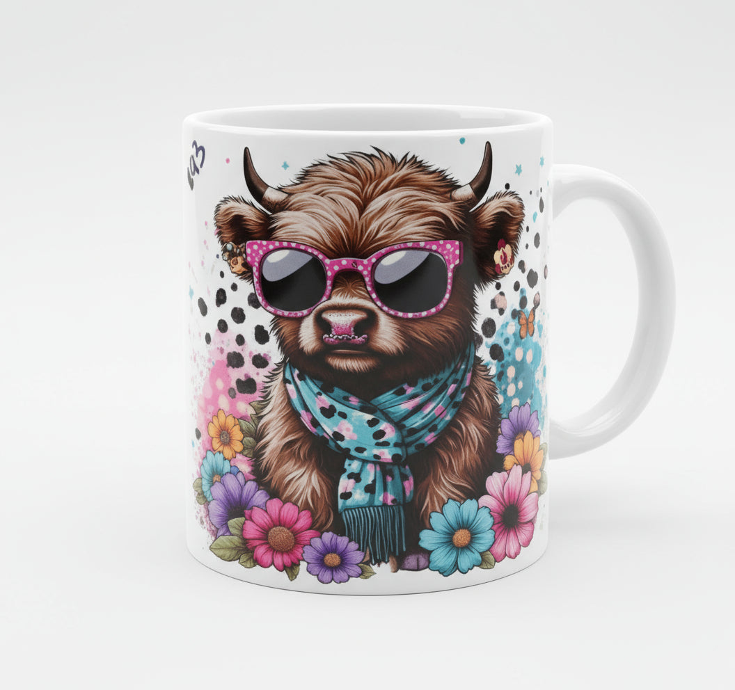 Highland cow With Flowers