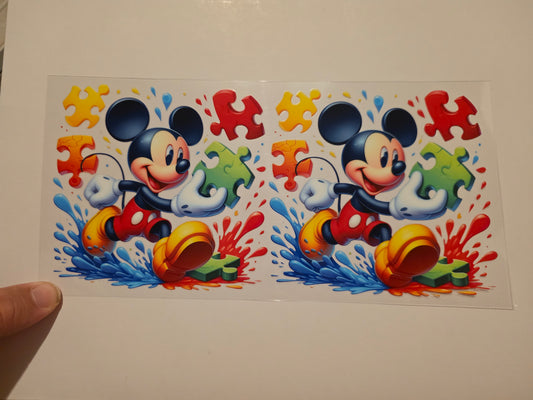 Mikey mouse with puzzle pieces