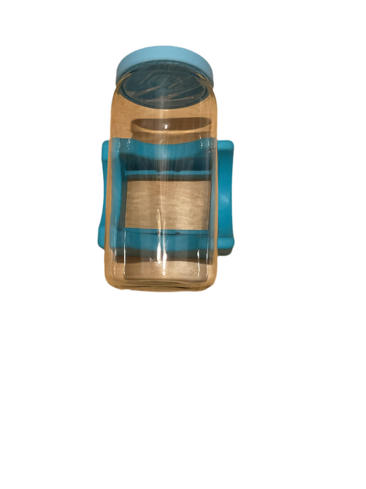 Glass Cup with Silcone Blue Lid