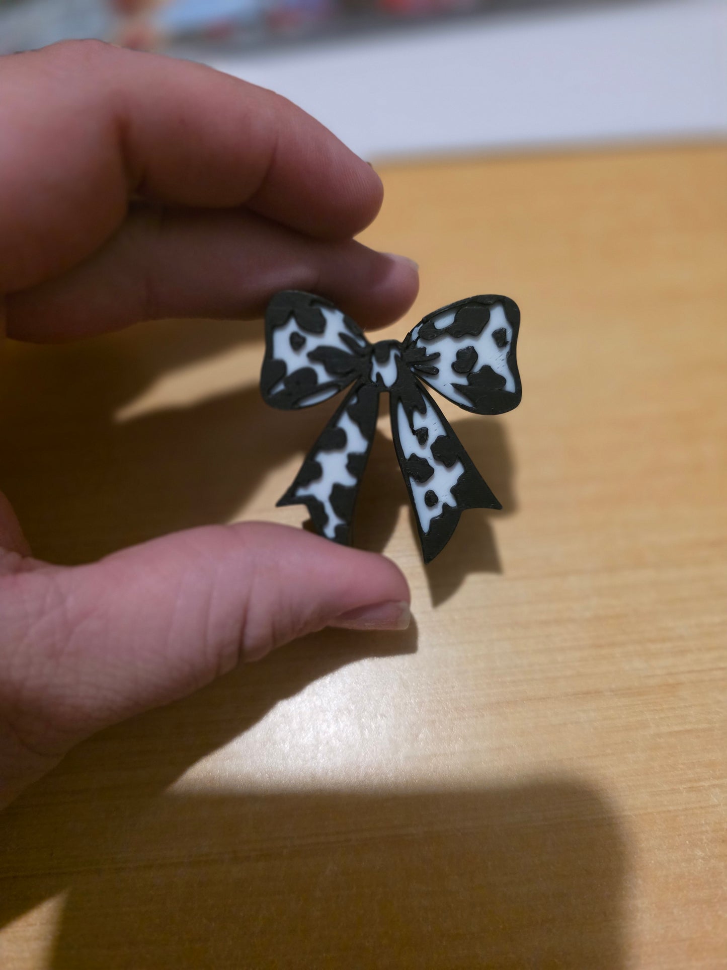 Cow print bow